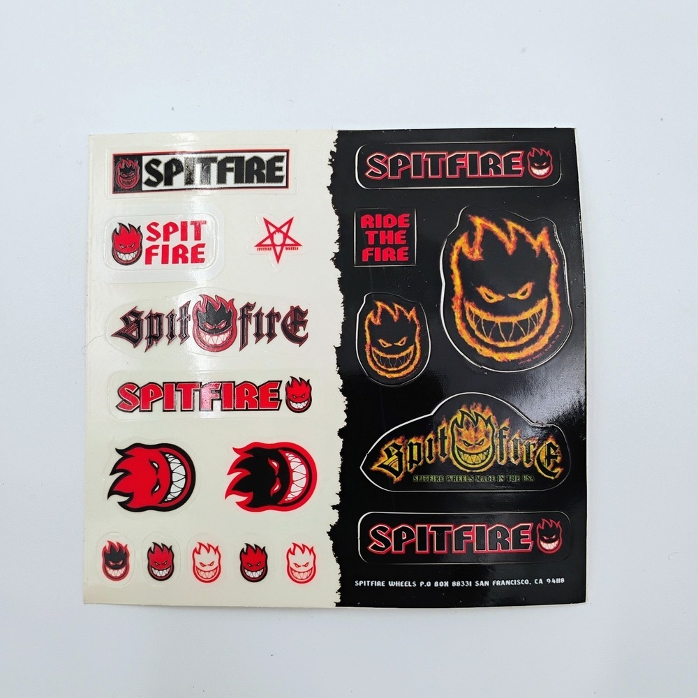 Spitfire Wheels Skateboards 18 Sticker Sheet Vintage 1990's Skateboarding Street